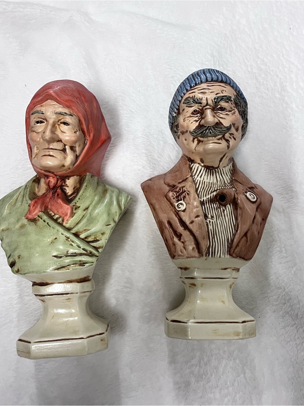 Vintage 1960s Hand Painted Fisherman & Sea Hag Bust Statue - Holland Molds